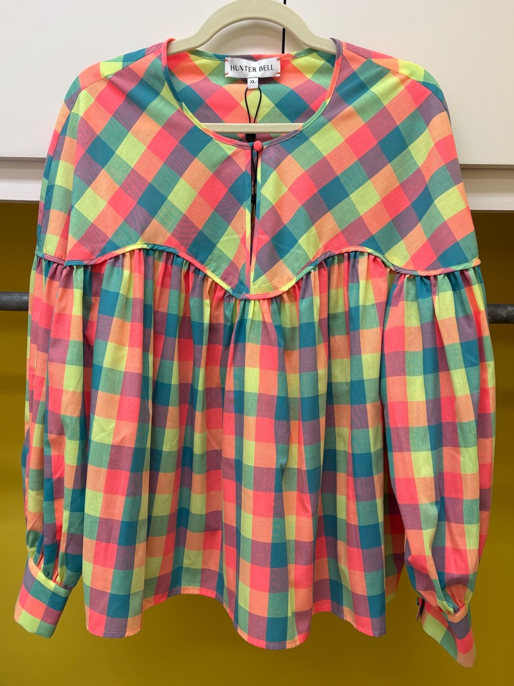 NWT HUNTER BELL Naya Blouse. Key Largo Plaid. Size XL. Retail price $375. - Picture 3 of 9